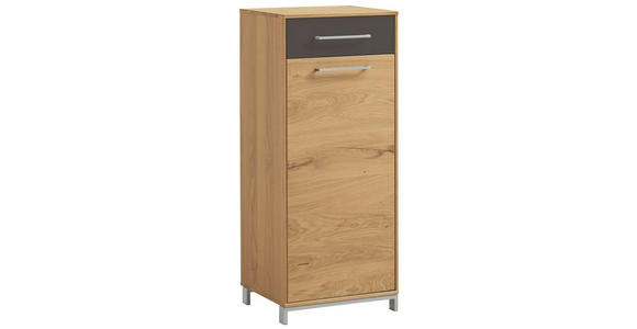 SCHUHSCHRANK 44/105/37 cm - Edelstahlfarben/Eichefarben, Natur, Glas/Holz (44/105/37cm) - Novel