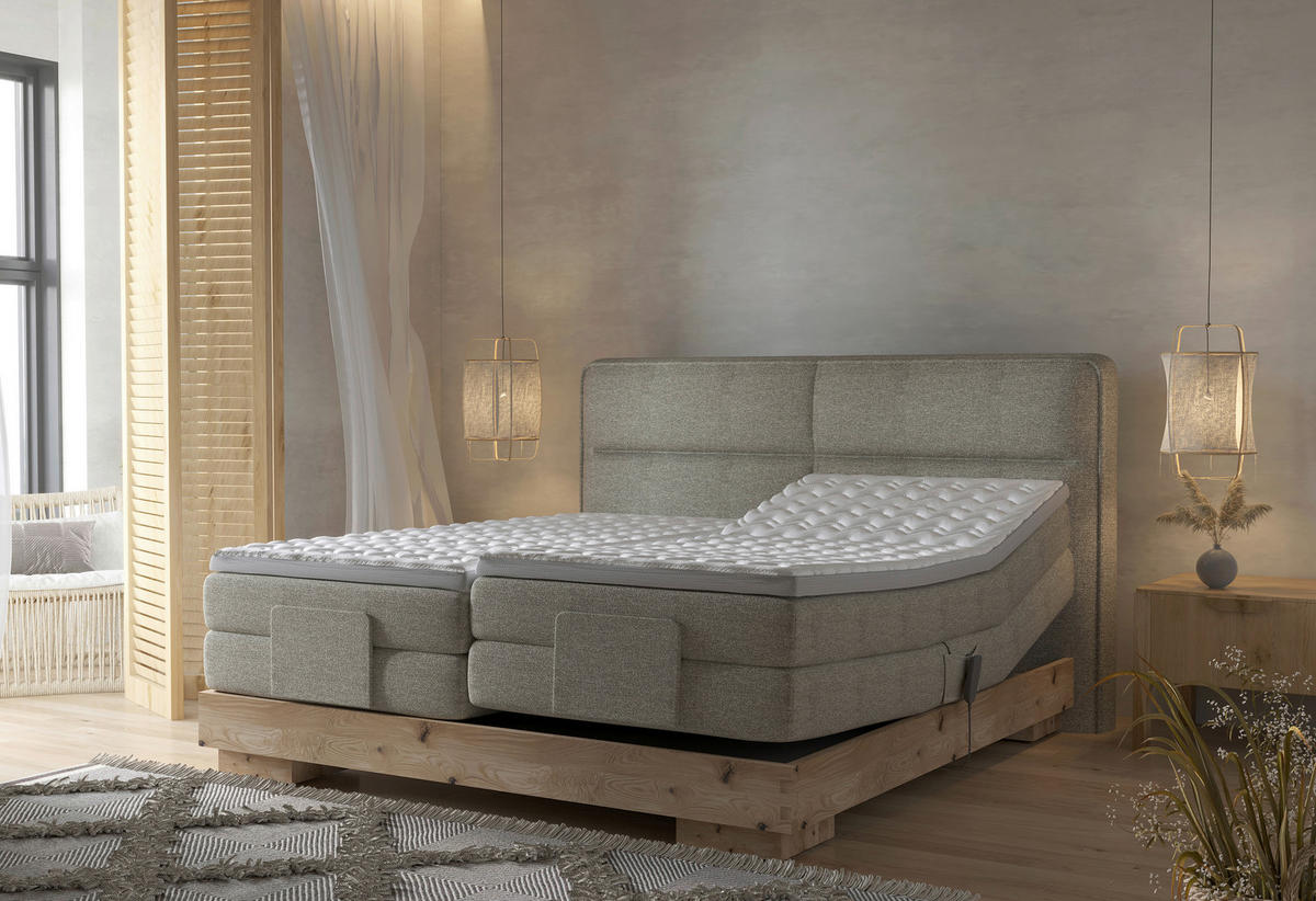BOXSPRINGBETT 180/200 cm  in Eichefarben, Olivgrün  - Eichefarben/Olivgrün, Natur, Holz/Textil (180/200cm) - Valnatura