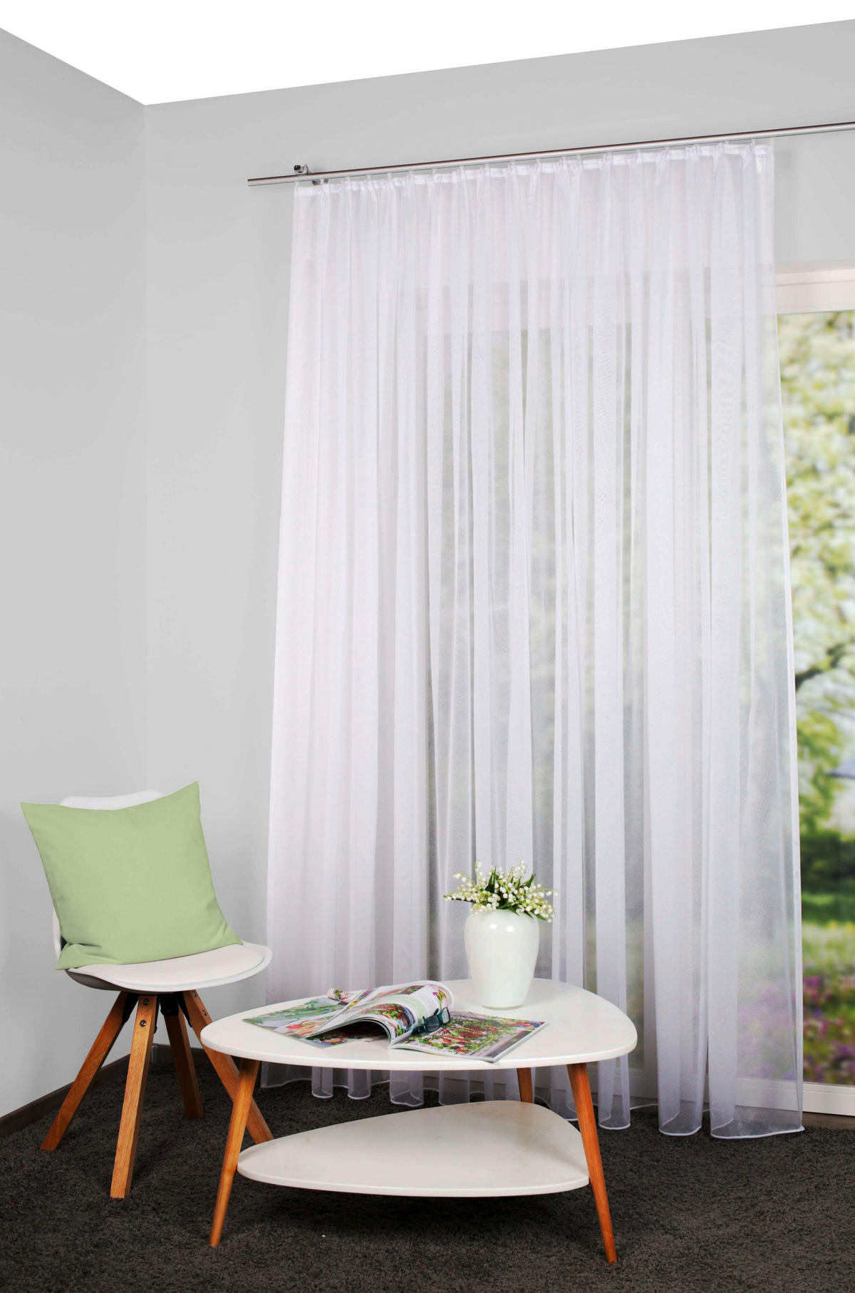 FERTIGSTORE  transparent  450/160 cm   - Weiß, Basics, Textil (450/160cm)