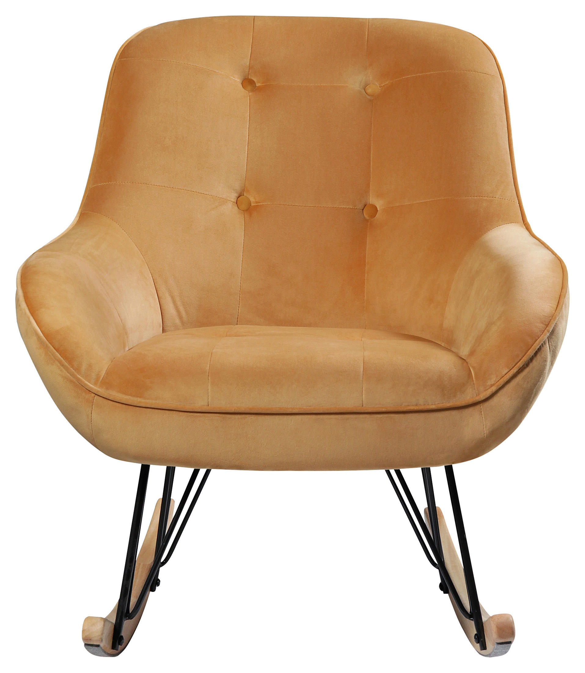 STOLICA ZA LJULJANJE 83/94/73 cm , žuta, prirodna boja, crna  - prirodna boja/žuta, Moderno, drvo/metal (83/94/73cm)