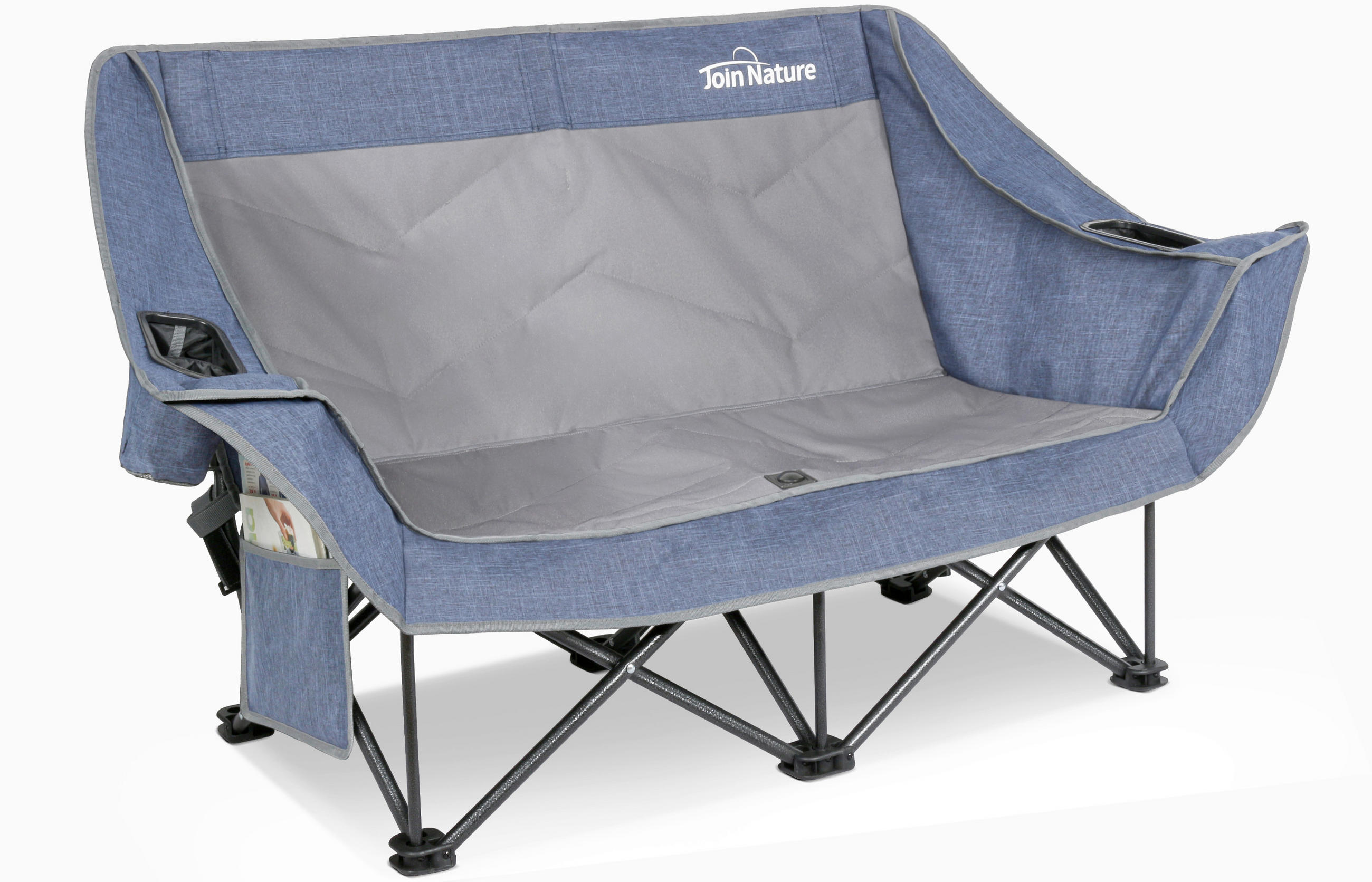 CAMPINGSESSEL - Blaugrau, Basics, Textil/Metall (148/55/82cm) - Modante