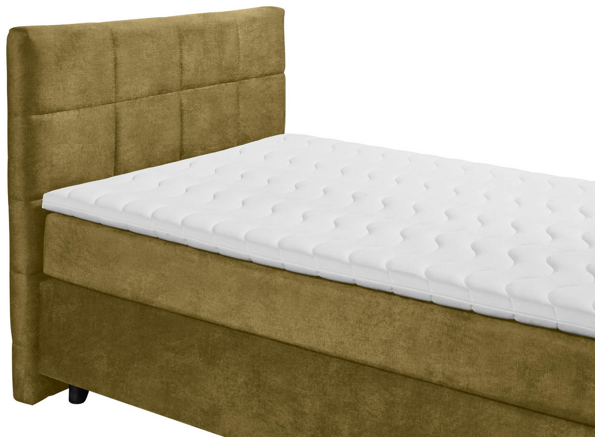 BOXSPRINGBETT 140/200 cm  in Olivgrün  - Schwarz/Olivgrün, Design, Holzwerkstoff/Kunststoff (140/200cm) - Xora