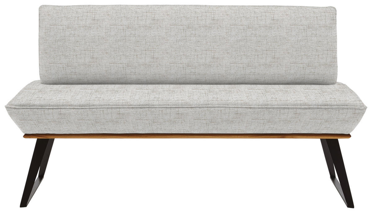 SITZBANK in Holz, Metall, Textil Schwarz, Eichefarben, Beige  - Eichefarben/Beige, Design, Holz/Textil (180/87/64cm) - Voleo