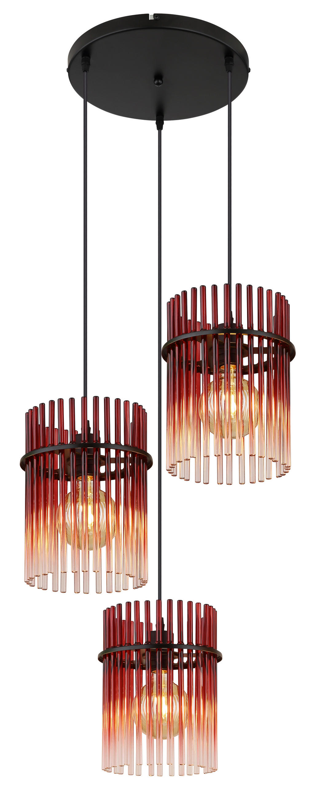 HÄNGELEUCHTE GORLEY 47/140 cm   - Klar/Brombeere, Basics, Glas/Kunststoff (47/140cm) - Globo