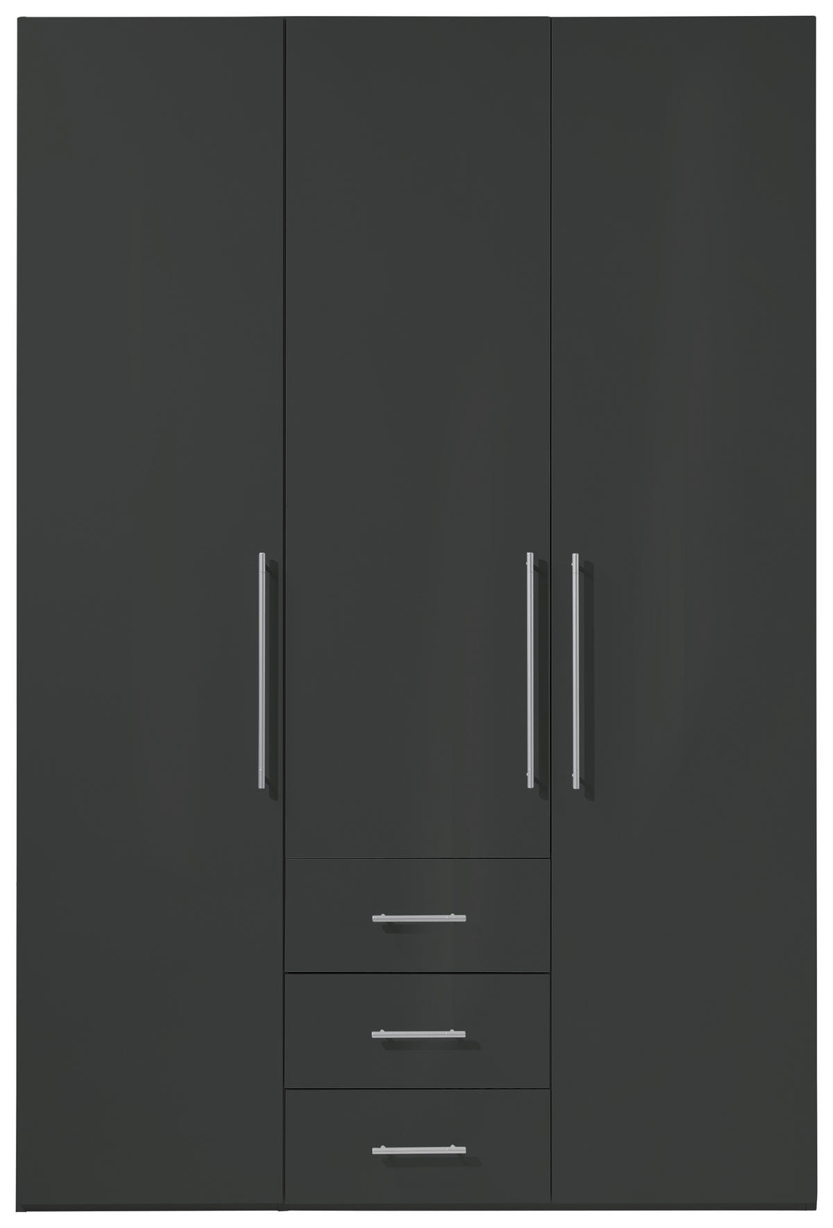 GARDEROB MED GÅNGJÄRN 146,6/218,6/59,5 cm 3-dörrar - aluminiumfärg/antracit högglans, Klassisk, metall/trämaterial (146,6/218,6/59,5cm) - Best Price