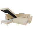 ECKSOFA inkl. Funktionen Creme Cord  - Silberfarben/Creme, Design, Textil/Metall (226/257cm) - Xora
