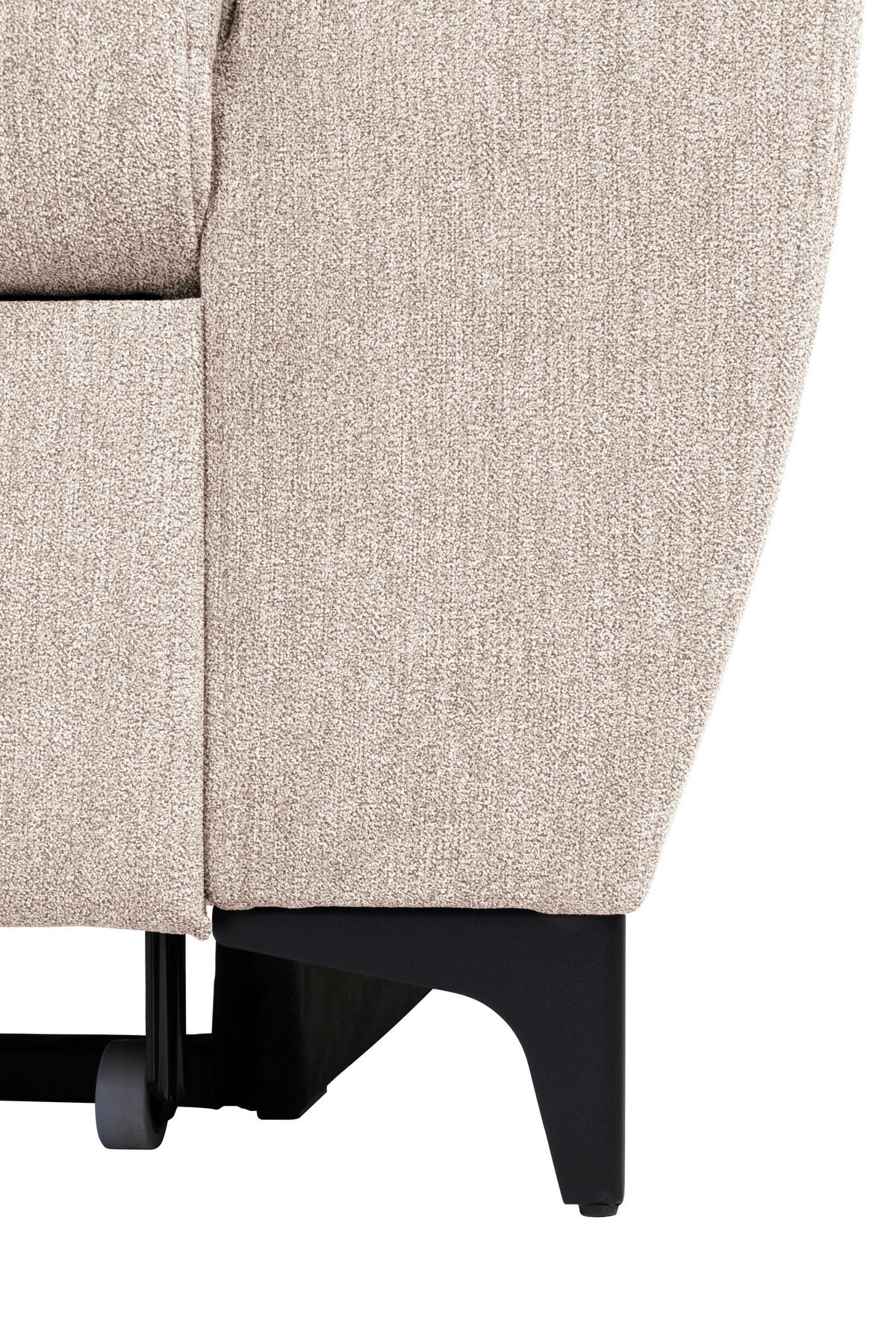 ECKSOFA in Velours Creme  - Creme/Schwarz, Konventionell, Textil/Metall (217/255cm) - MID.YOU
