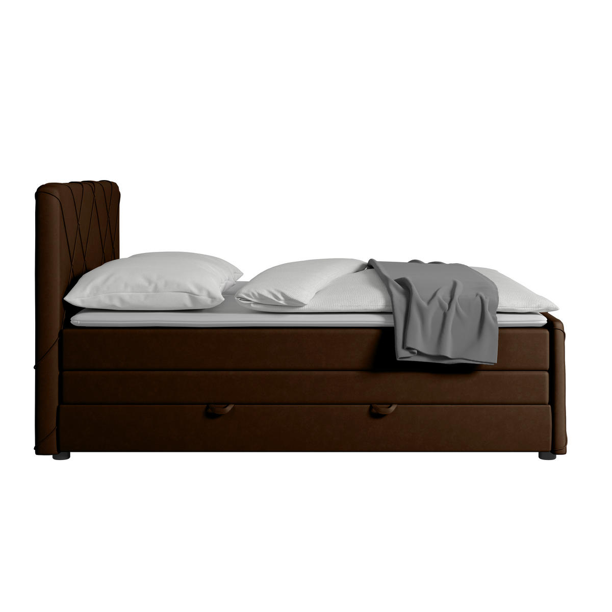POSTELJA BOXSPRING 180 cm   x 200 cm  , les, kovina, tekstil rjava  - črna/rjava, Moderno, kovina/tekstil (180/200cm) - MID.YOU