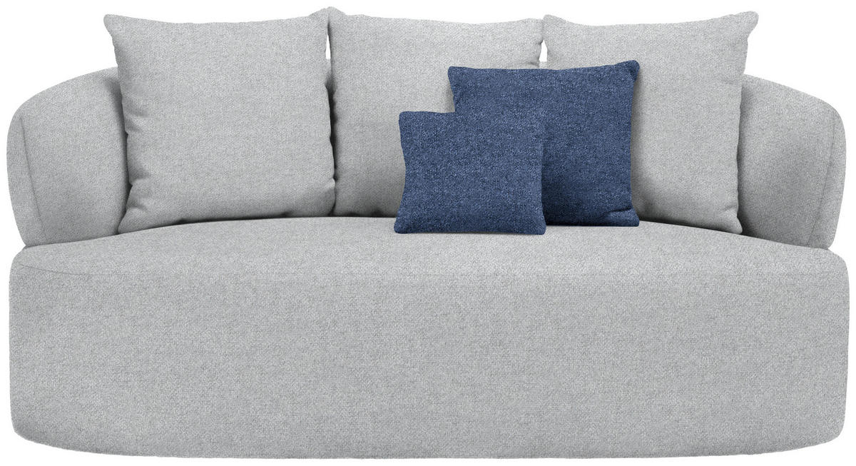 2-SITZER-SOFA  in Flachgewebe Grau  - Schwarz/Dunkelblau, MODERN, Kunststoff/Textil (177/86/105cm) - Hom`in