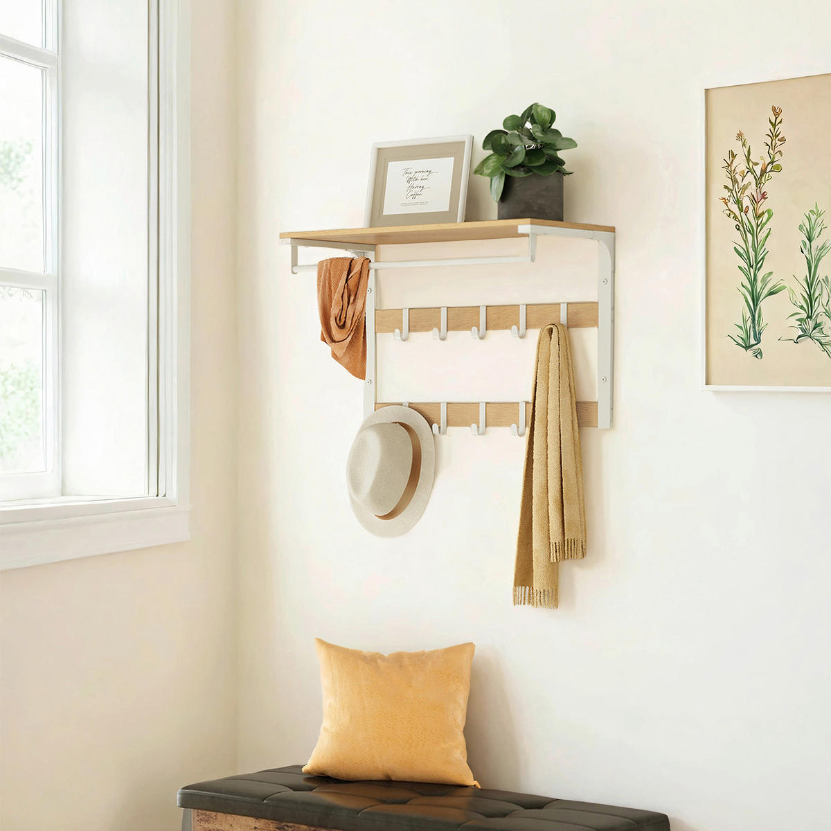WANDGARDEROBE - Eichefarben/Weiß, MODERN, Holzwerkstoff/Metall (65/42/30cm) - MID.YOU
