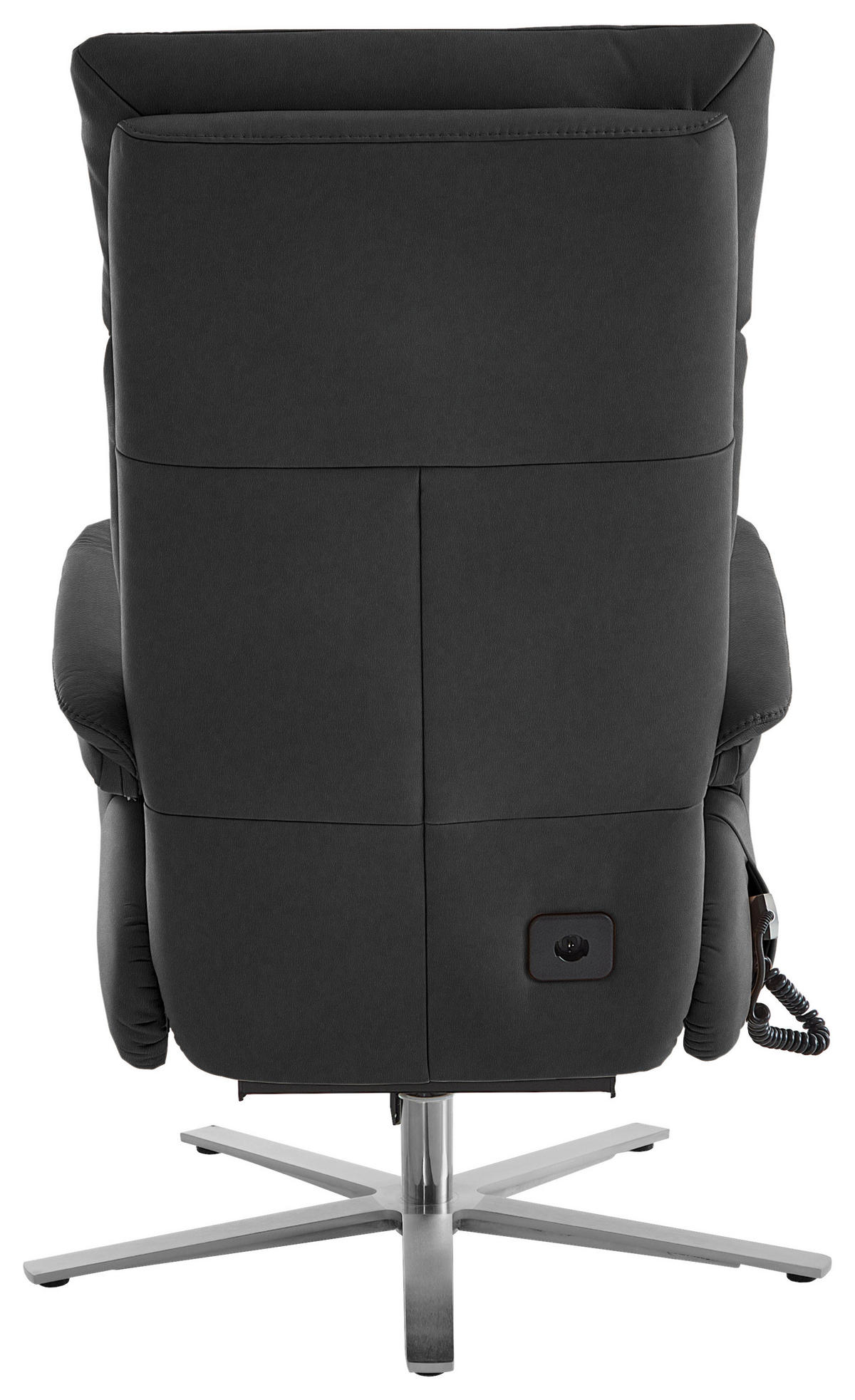 RELAXSESSEL in Leder Anthrazit  - Edelstahlfarben/Anthrazit, Design, Leder/Metall (70/124/85cm) - Cantus