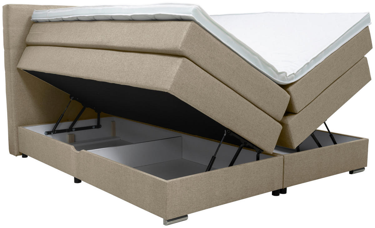 BOXSPRINGBETT 180/200 cm  in Greige  - Greige/Silberfarben, Konventionell, Holz/Holzwerkstoff (180/200cm) - Moderano