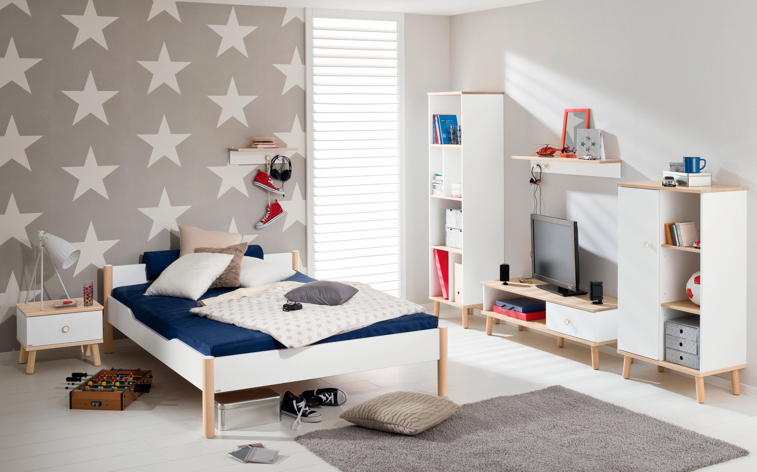 BETT 90/200 cm Weiß, Birkefarben  - Birkefarben/Weiß, Design, Holz (90/200cm) - Paidi