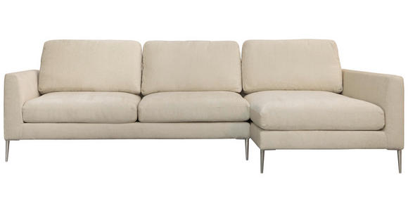 ECKSOFA Beige Chenille - Beige/Silberfarben, KONVENTIONELL, Textil/Metall (284/143cm) - Carryhome