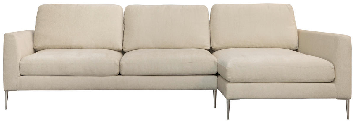 ECKSOFA Beige Chenille  - Beige/Silberfarben, KONVENTIONELL, Textil/Metall (284/143cm) - Carryhome