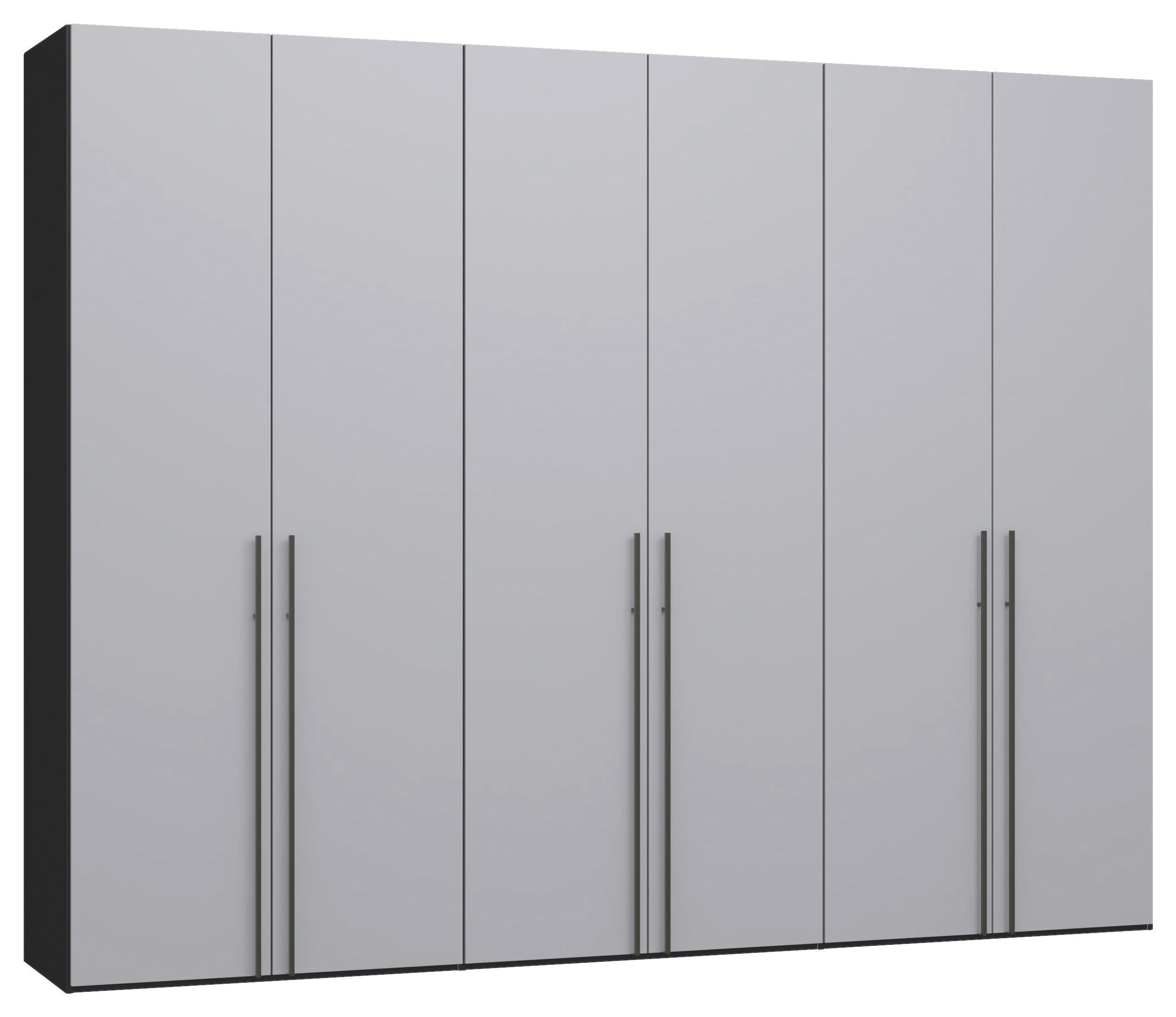 DREHTÜRENSCHRANK 303/236/59 cm,  in Schwarz, Hellgrau, 6-türig  - Titanfarben/Hellgrau, Design, Glas/Holzwerkstoff (303/236/59cm) - Jutzler