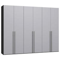 DREHTÜRENSCHRANK 303/236/59 cm,  in Schwarz, Hellgrau, 6-türig  - Titanfarben/Hellgrau, Design, Glas/Holzwerkstoff (303/236/59cm) - Jutzler