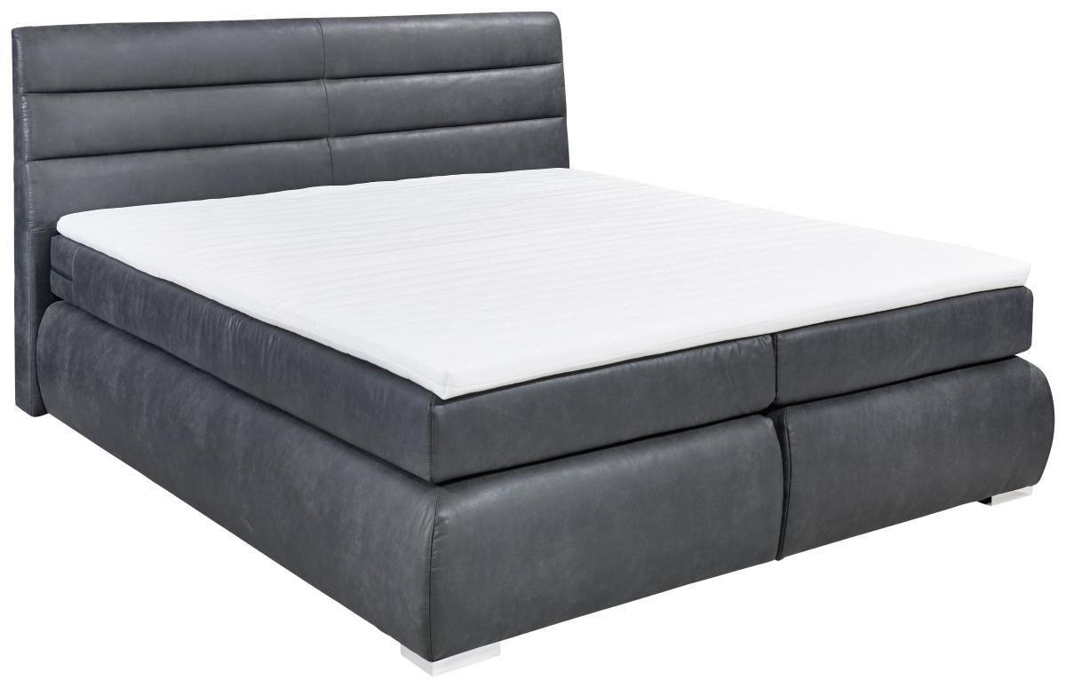 POSTELJA BOXSPRING 200 cm   x 180 cm  , les, tekstil, leseni material antracit  - srebrne barve/antracit, Konvencionalno, umetna masa/tekstil (180/200cm) - Esposa