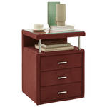 NACHTSCHRANK 51/66/42 cm  - Chromfarben/Weinrot, KONVENTIONELL, Glas/Textil (51/66/42cm) - Dieter Knoll
