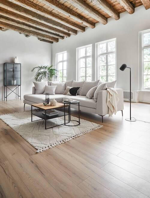 ECKSOFA in Chenille Beige - Beige/Schwarz, Design, Textil/Metall (170/289cm) - Stylife