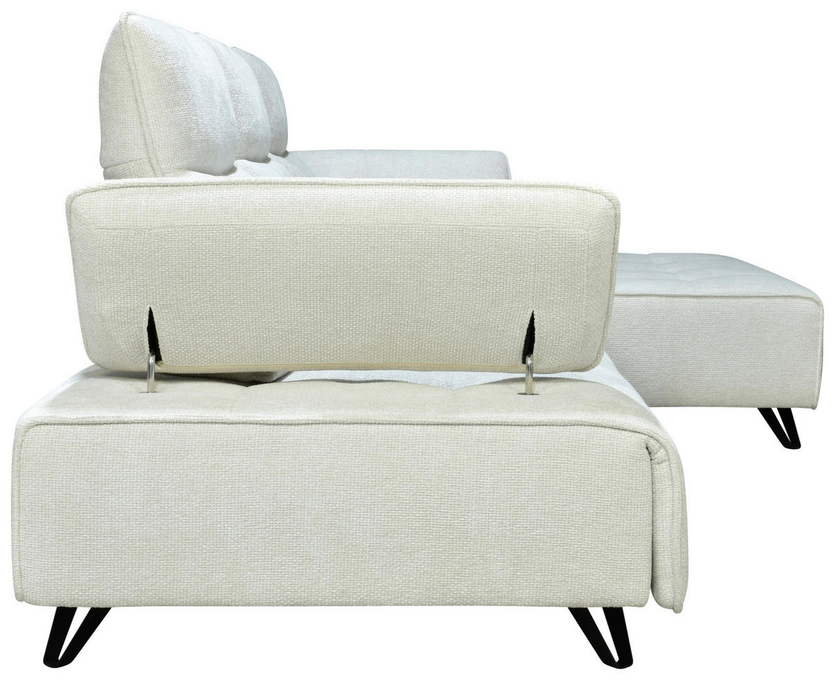 ECKSOFA Creme Chenille  - Creme/Schwarz, Design, Kunststoff/Textil (314/162cm) - Livetastic