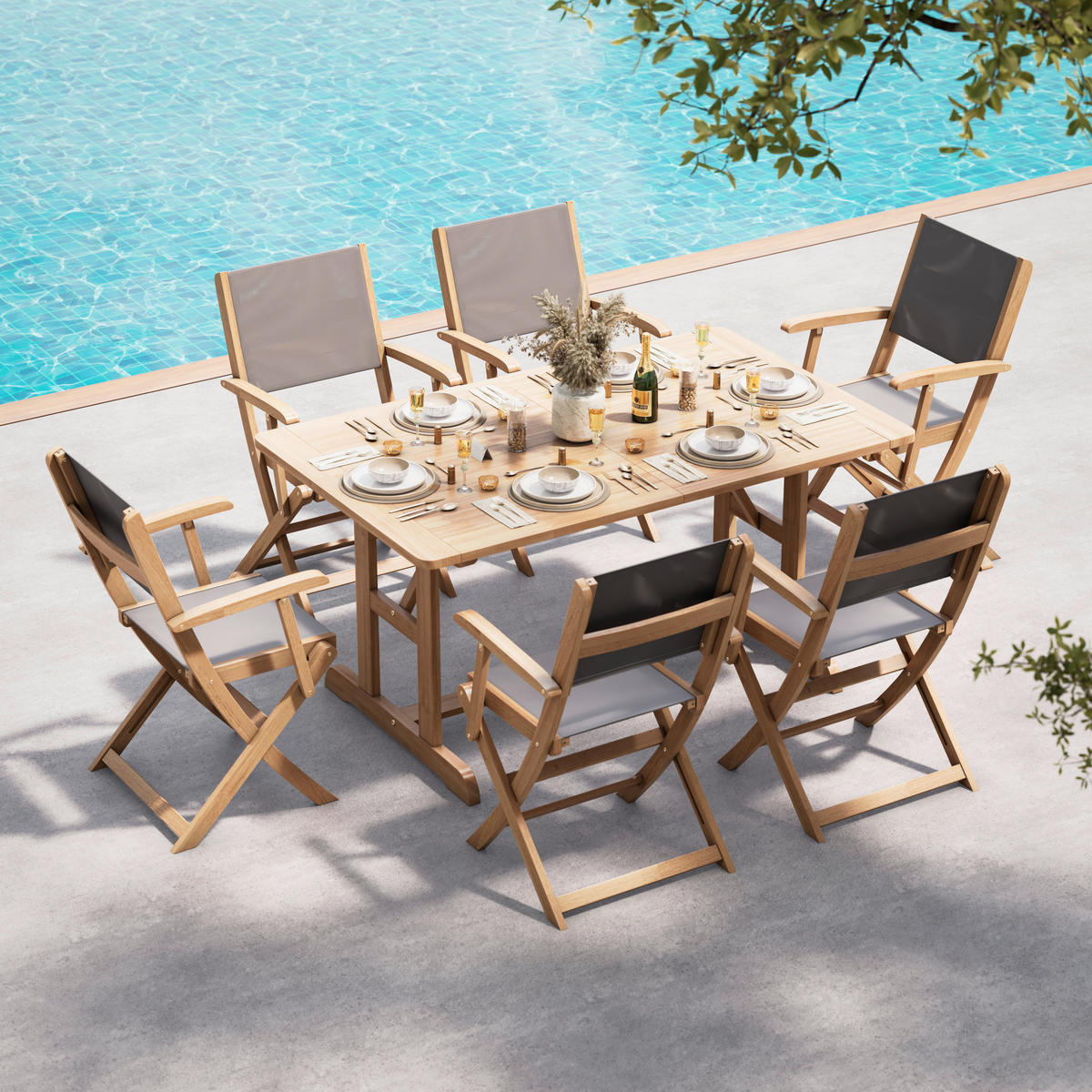 GARTENTISCH 150/210/90/74 cm  - Teakfarben, MODERN, Holz (150/210/90/74cm) - Ambia Garden