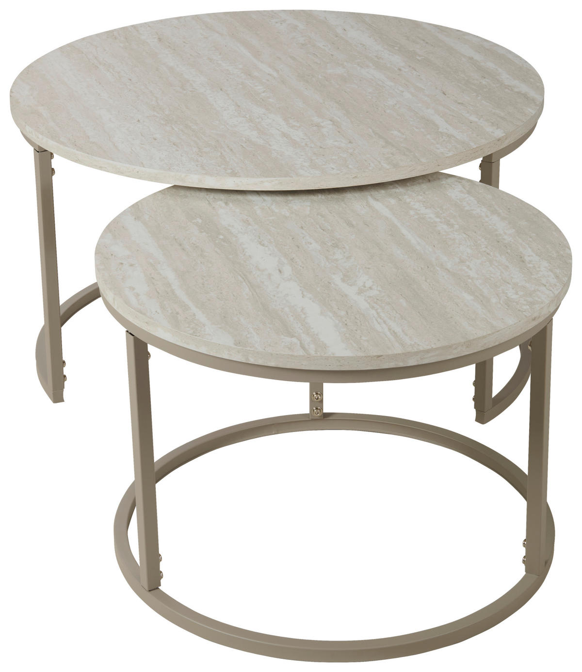 COUCHTISCHSET 60-80/60-80/42-45 cm rund Hellgrau  - Hellgrau, Design, Holzwerkstoff/Metall (60-80/60-80/42-45cm) - home24