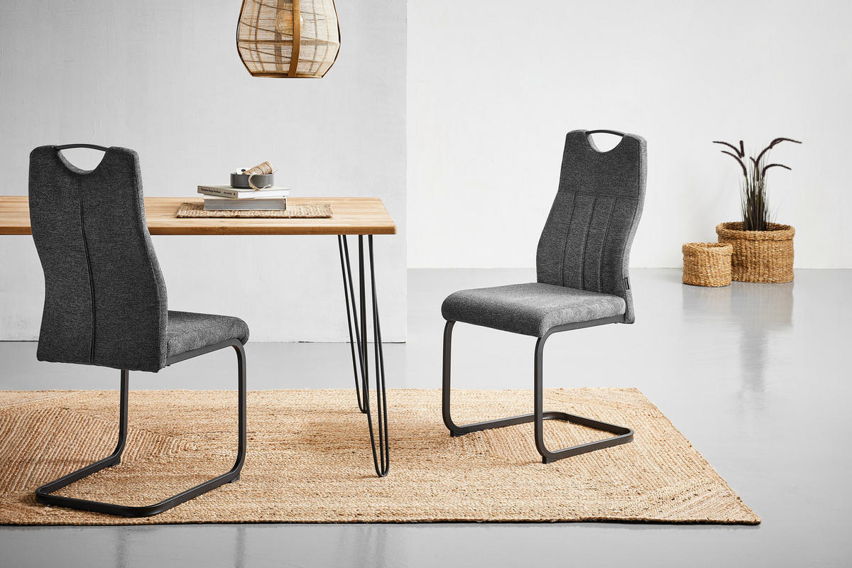 SCHWINGSTUHL  in Eisen Webstoff  - Anthrazit/Schwarz, MODERN, Holz/Textil (45/101/58cm) - Livetastic