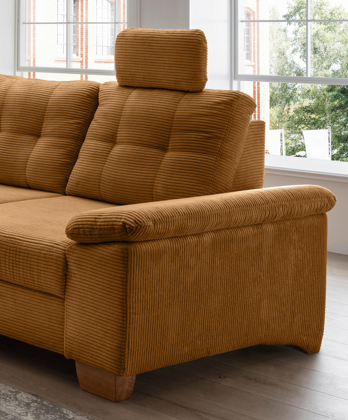 ECKSOFA in Cord Goldfarben  - Goldfarben/Naturfarben, Modern, Holz/Textil (206/274cm) - Livetastic