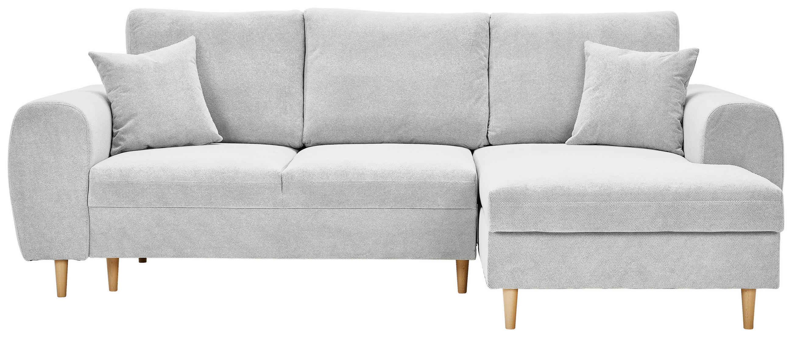 ECKSOFA Webstoff Creme  - Creme/Naturfarben, Konventionell, Holz/Textil (240/145cm) - MID.YOU