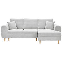ECKSOFA Webstoff Creme  - Creme/Naturfarben, Konventionell, Holz/Textil (240/145cm) - MID.YOU