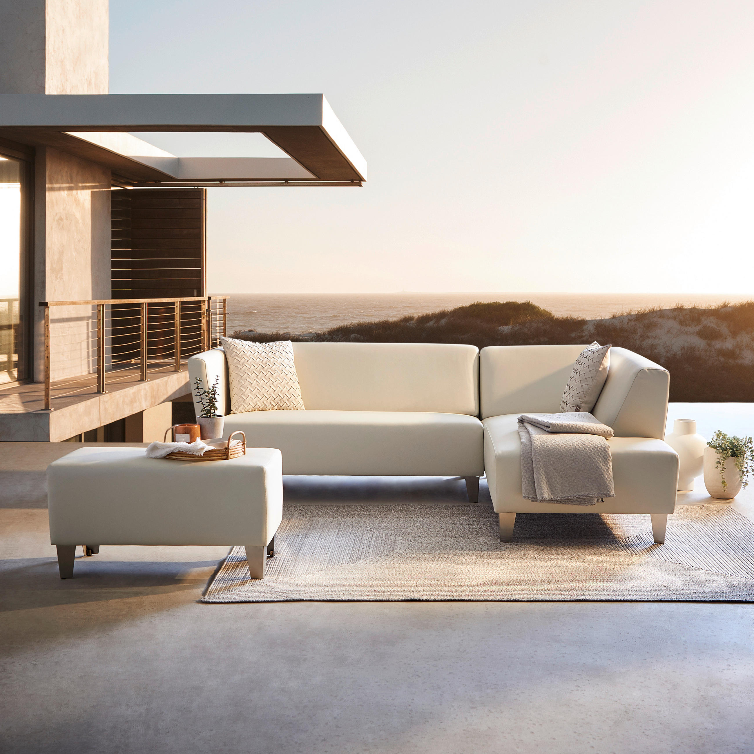 GARTENSET Lederlook  - Hellgelb, Design, Textil (230/164cm) - Livetastic