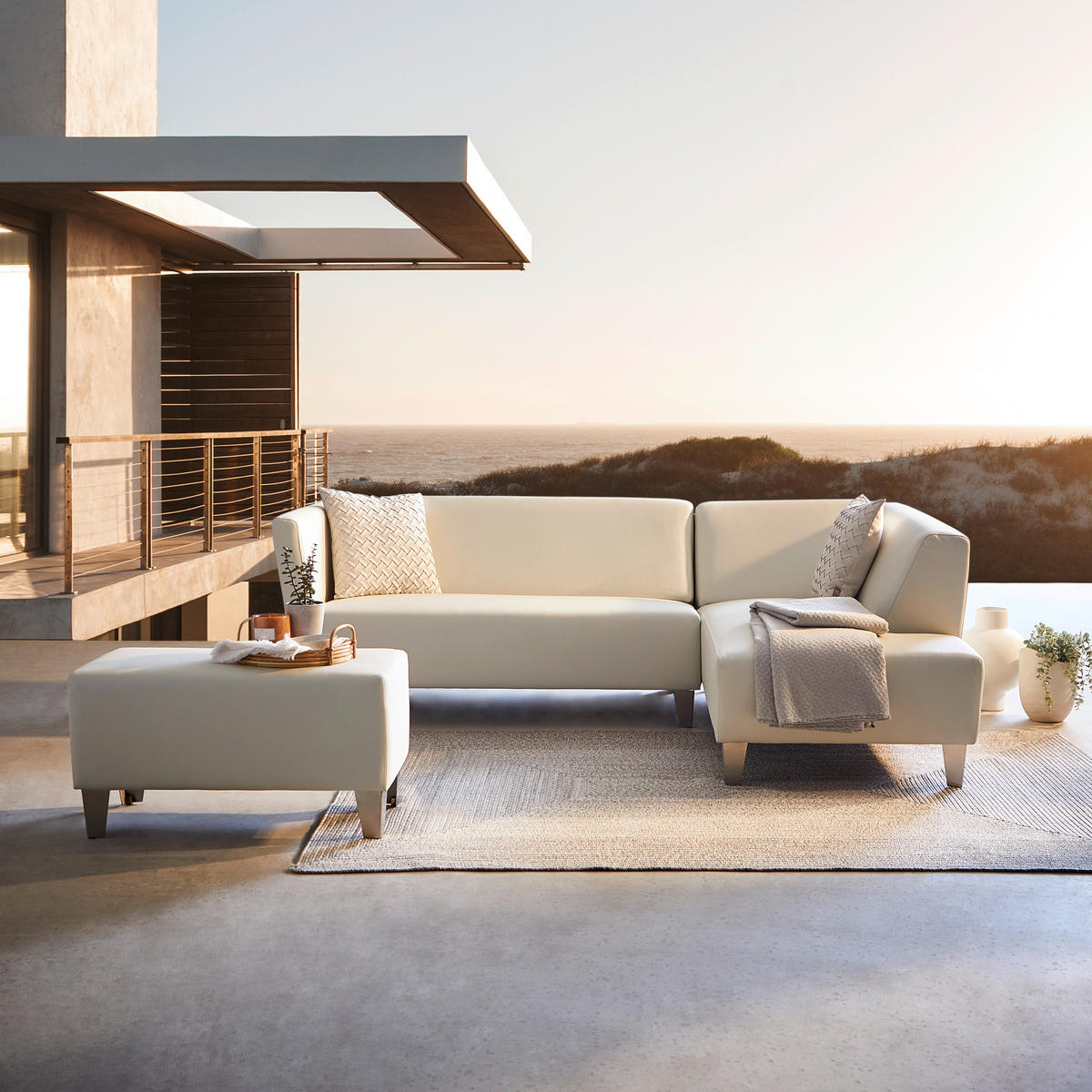GARTENSET Lederlook  - Hellgelb, Design, Textil (230/164cm) - Livetastic