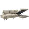 ECKSOFA in Webstoff Hellbraun  - Hellbraun/Schwarz, KONVENTIONELL, Textil/Metall (293/183cm) - Carryhome