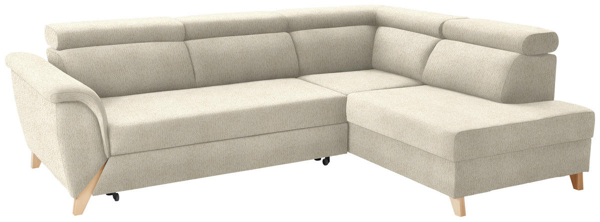 ECKSOFA in Struktur Beige  265/200 cm  - Beige/Naturfarben, KONVENTIONELL, Holz/Textil (265/200cm) - Stylife