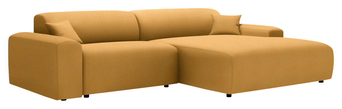 ECKSOFA in Velours, Feincord Gelb  - Gelb/Schwarz, Design, Kunststoff/Textil (292/178cm) - Livetastic