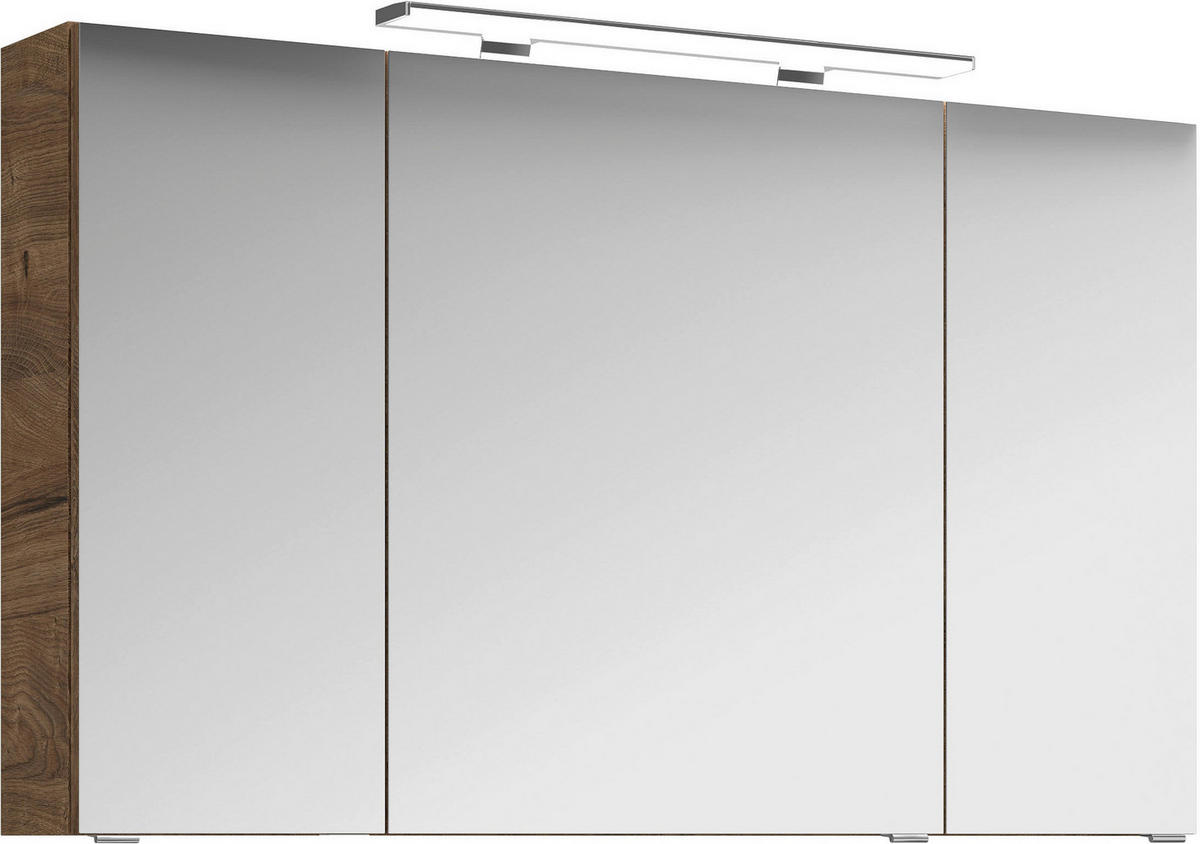 BADEZIMMER 3-teilig  in 120,5 cm  - Eiche dunkel/Chromfarben, MODERN, Glas/Keramik (120,5cm) - Sadena
