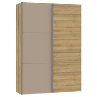 SCHWEBETÜRENSCHRANK Eichefarben, Hellbraun  - Hellbraun/Eichefarben, Design, Glas/Holzwerkstoff (153/220/65cm) - Jutzler