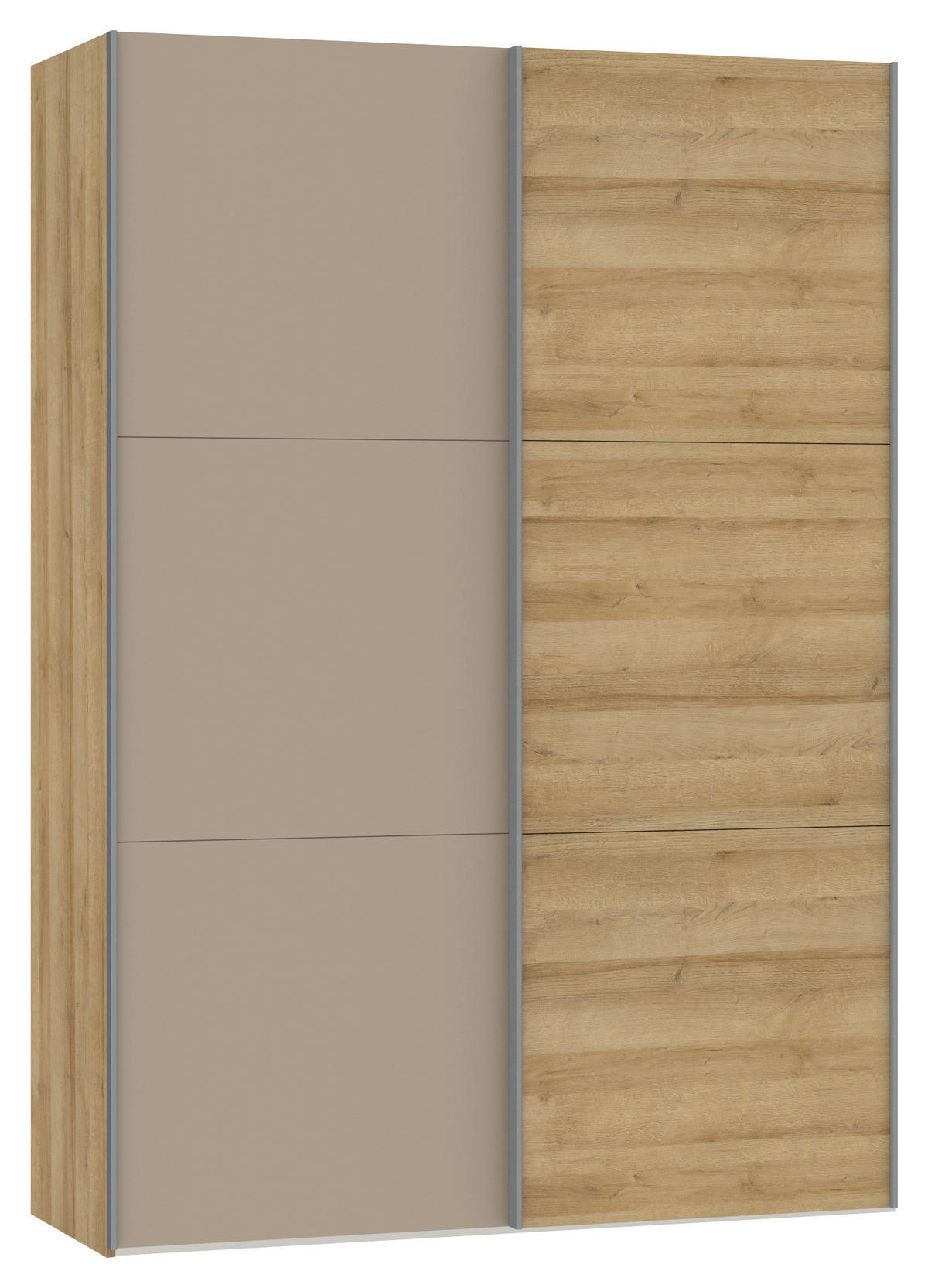 SCHWEBETÜRENSCHRANK Eichefarben, Hellbraun  - Hellbraun/Eichefarben, Design, Glas/Holzwerkstoff (153/220/65cm) - Jutzler