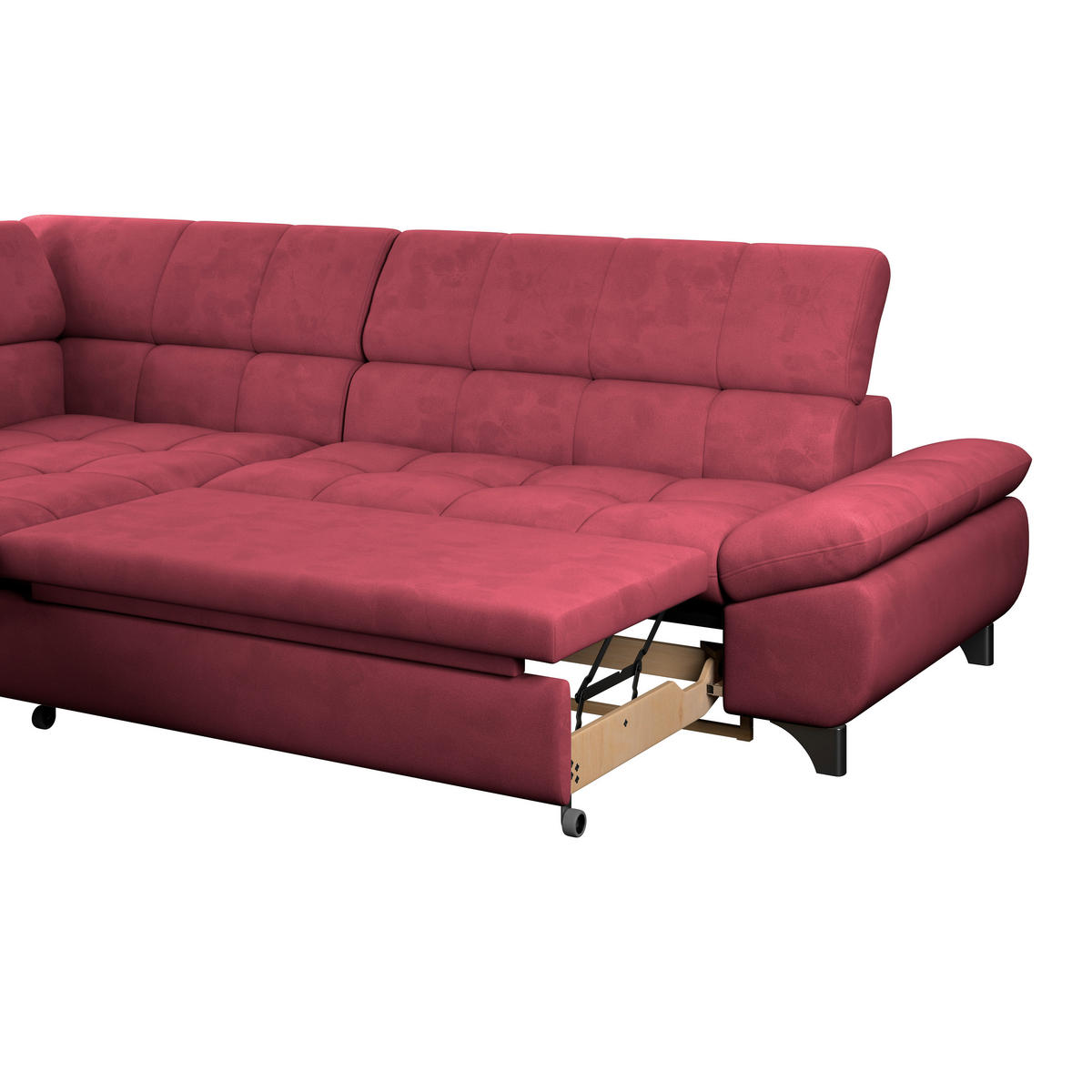 ECKSOFA Rot Chenille  - Chromfarben/Rot, KONVENTIONELL, Textil/Metall (234/312cm) - Livetastic