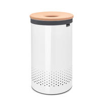 KOŠ ZA PERILO - bela, Design, kovina/leseni material (38/63,5/38cm) - Brabantia