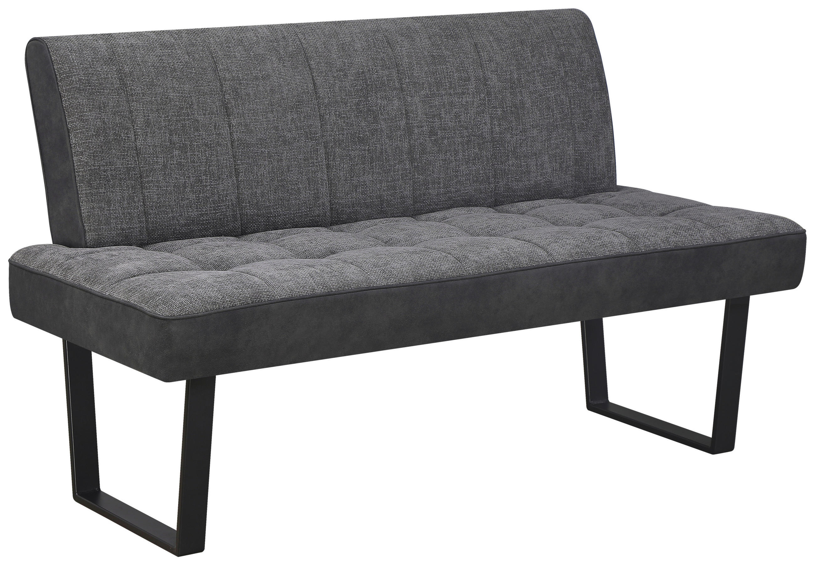 SITZBANK 140/86/70 cm Mikrofaser, Leinenoptik Grau, Schwarz  - Schwarz/Grau, KONVENTIONELL, Textil/Metall (140/86/70cm) - MID.YOU