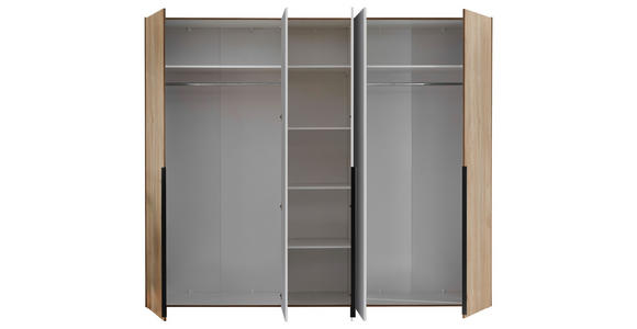 KLEIDERSCHRANK in Weiß, Eichefarben - Eichefarben/Schwarz, KONVENTIONELL, Holzwerkstoff/Kunststoff (249/210/53cm) - Carryhome