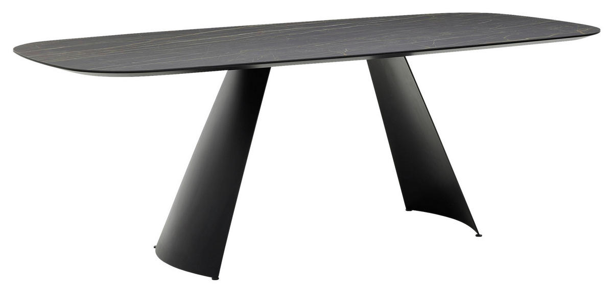 ESSTISCH in Keramik 220/100/76 cm  - Goldbraun/Schwarz, Design, Keramik/Metall (220/100/76cm) - Musterring