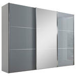 SCHWEBETÜRENSCHRANK  in Weiß, Hellgrau  - Chromfarben/Hellgrau, KONVENTIONELL, Glas/Holzwerkstoff (280/222/68cm) - Moderano