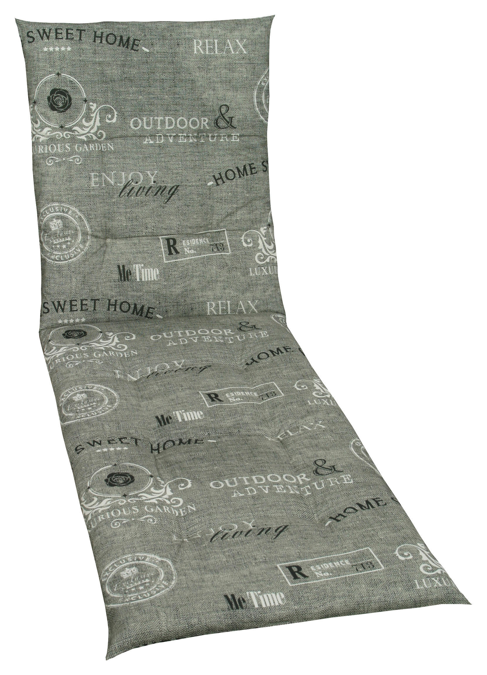 LIEGENAUFLAGE Schriftzug - Hellgrau/Weiß, Design (58/5/188cm)