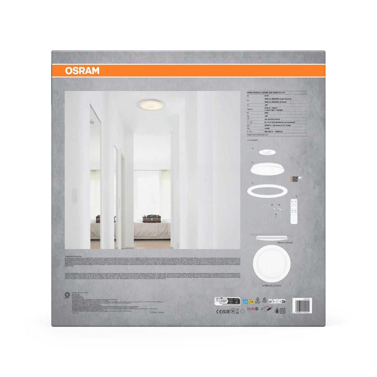 LED-DECKENLEUCHTE 56/12 cm   - Weiß, Basics, Kunststoff/Metall (56/12cm) - Osram