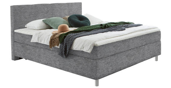 BOXSPRINGBETT 140/200 cm  in Grau  - Chromfarben/Grau, KONVENTIONELL, Kunststoff/Textil (140/200cm) - Hom`in