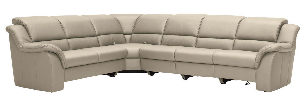 ECKSOFA  in Echtleder Seidengrau  260/324 cm  - Seidengrau/Schwarz, KONVENTIONELL, Leder/Kunststoff (260/324cm) - Cantus
