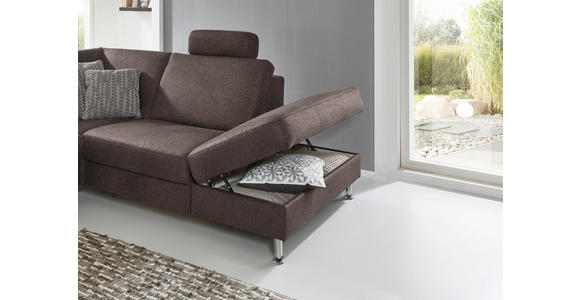 ECKSOFA in Mikrofaser Braun  - Alufarben/Braun, Design, Textil/Metall (275/242cm) - Dieter Knoll